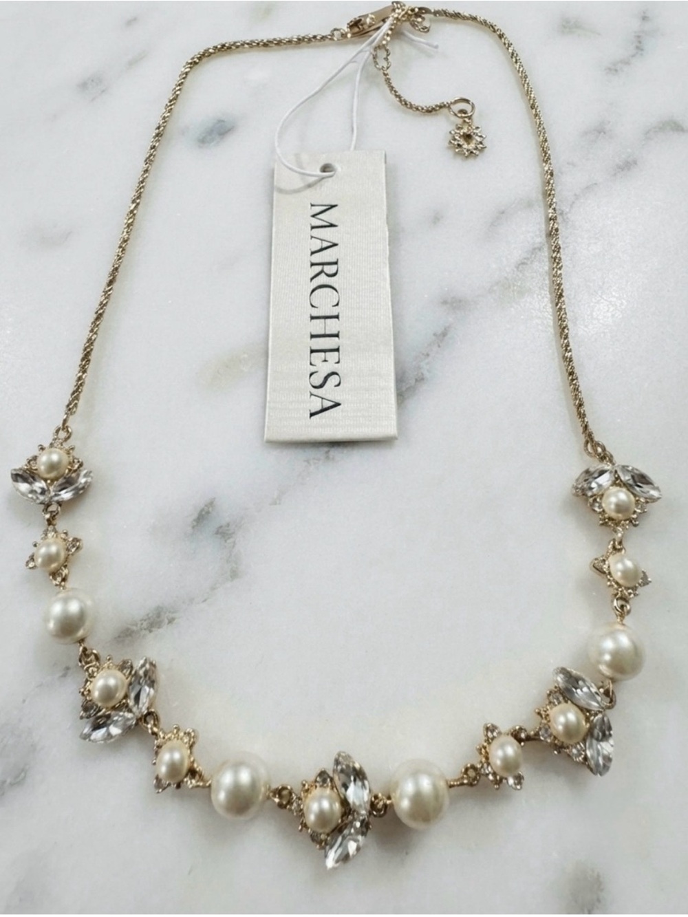 Marchesa Crystal & Imitation
Pearl Statement Necklace, 16" +
3" extender
